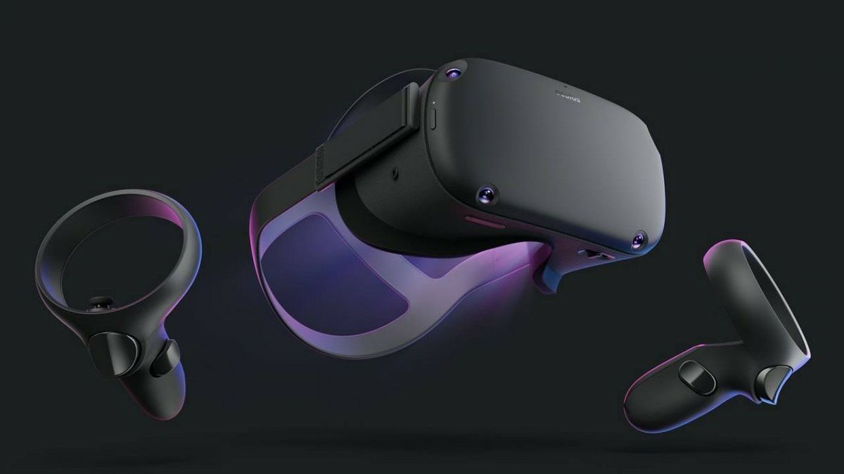 VR headset with controllers